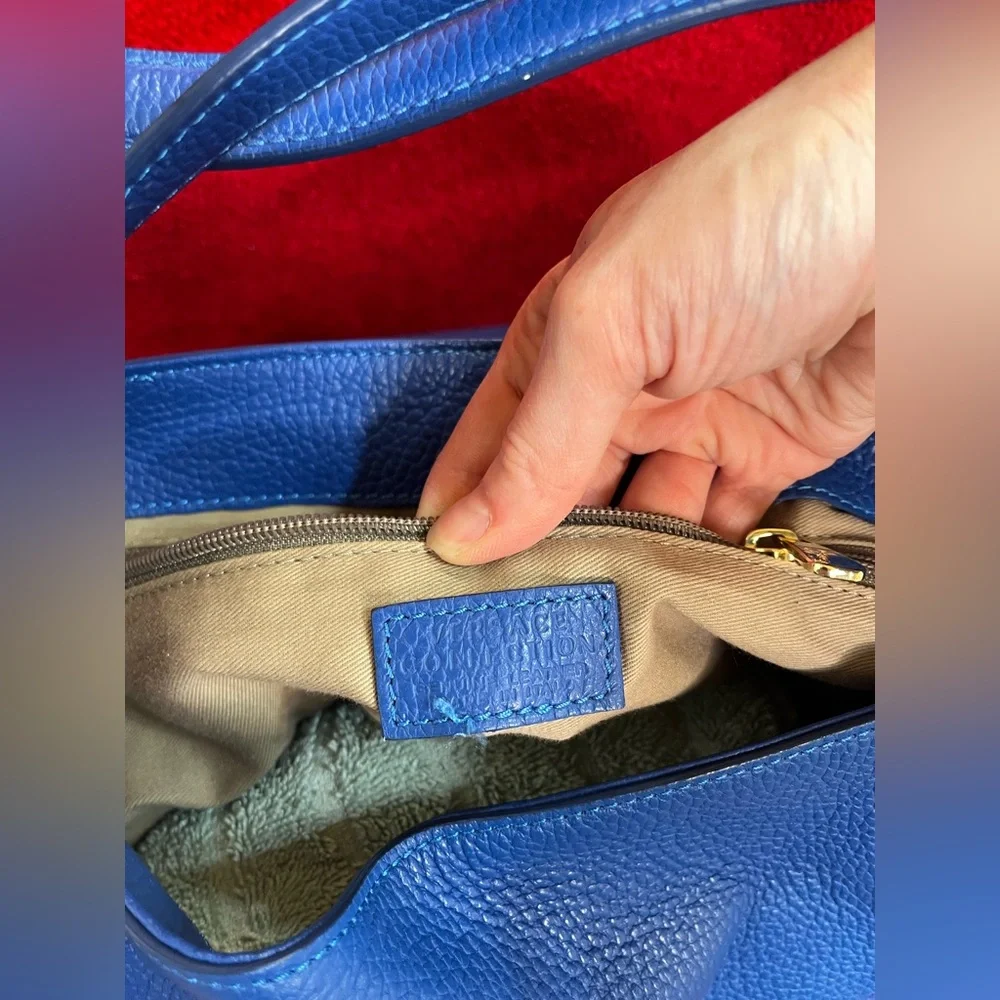 Versace Collection Blue Leather Shoulder Bag - Picture 7 of 8